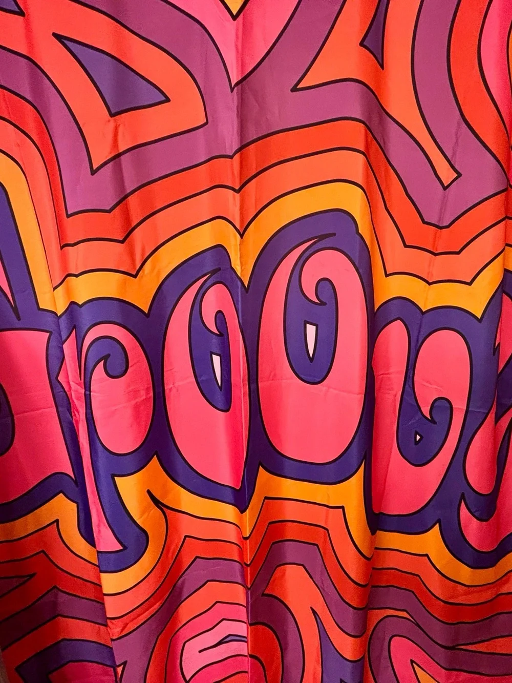 Groovy Retro Shower Curtain — Bold Pink & Purple